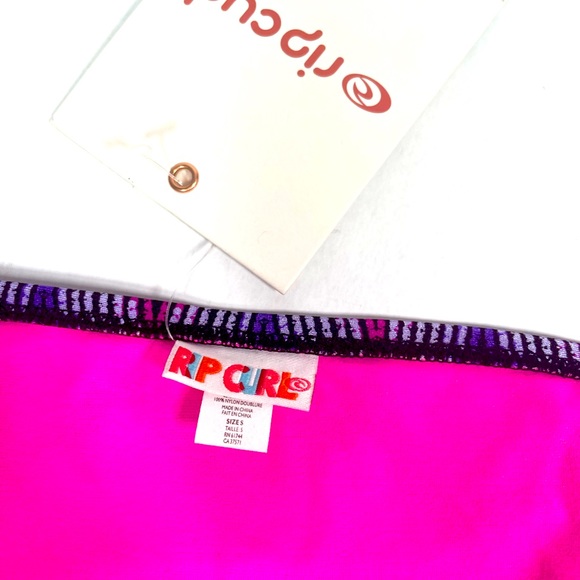 Rip Curl New Bikini Bottoms Size Small Black Neon Rainbow Pink Blue Purple - Picture 3 of 4